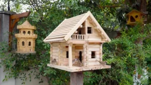 Handmade wooden birdhouses